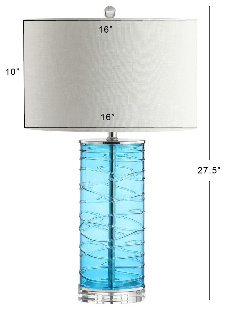 Cole 27.5" Fused Glass Cylinder LED Table Lamp, Set of 2, Turquoise