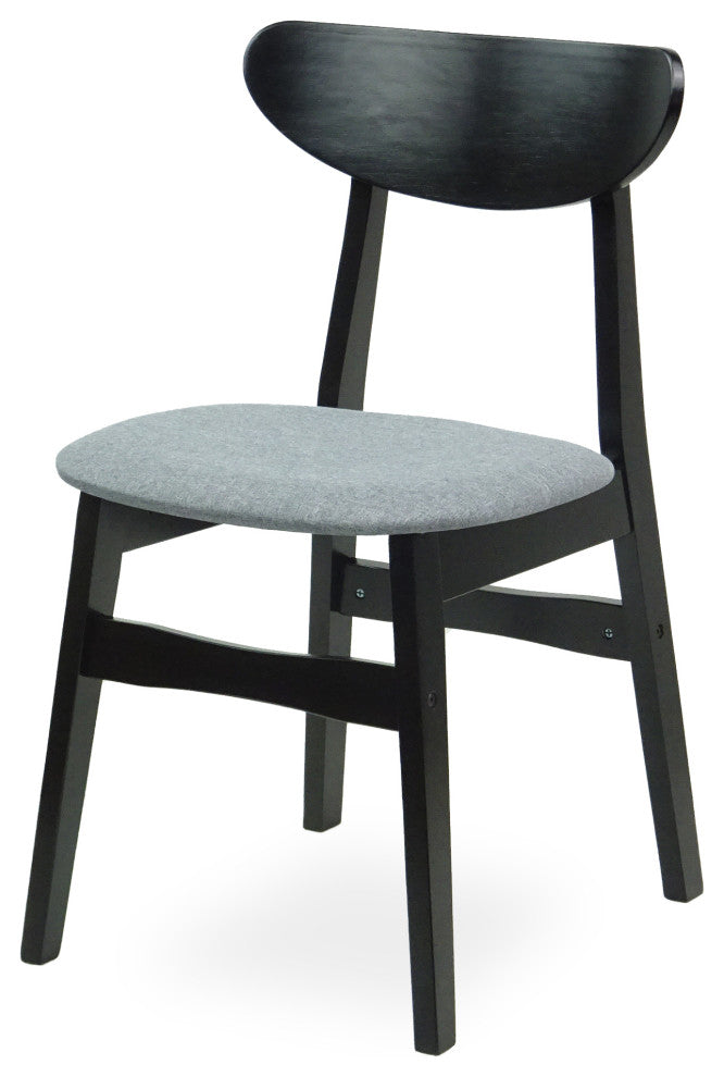 Dining Room Set of 6 Yumiko Chairs and Extendable Round Table, Black Color