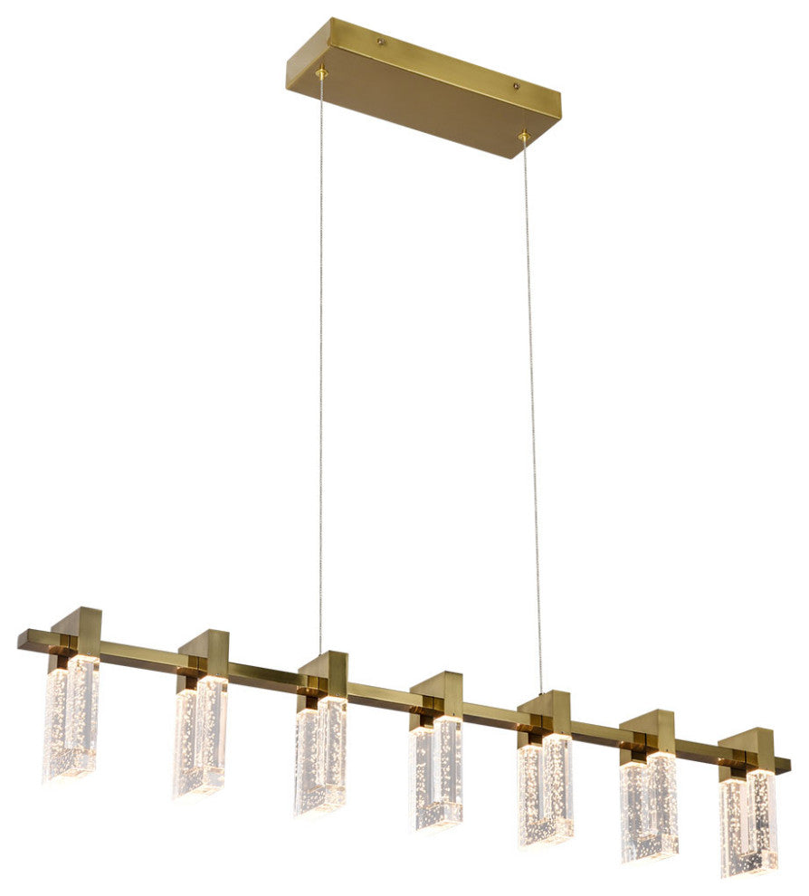 Sorrento 40" Linear ETL Certified Integrated LED Chandelier, Antique Brass