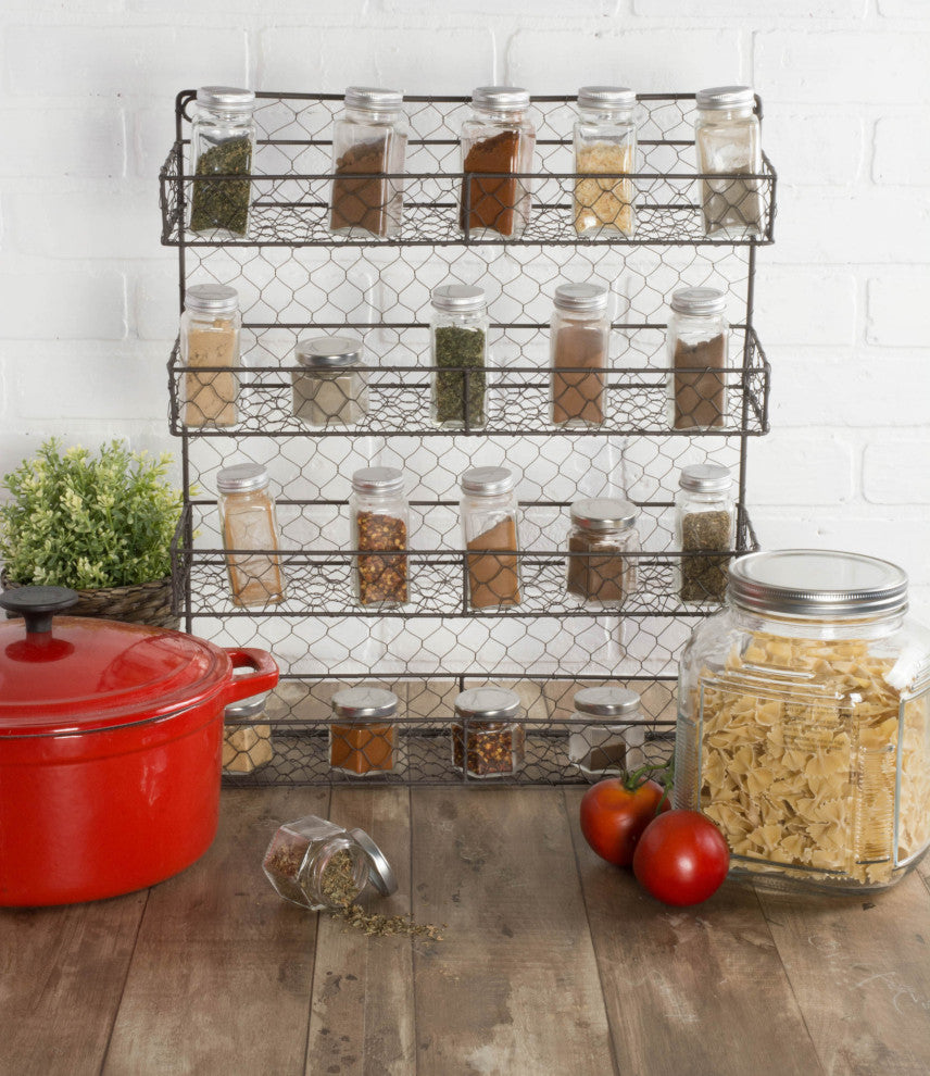 Double Wide 4 Row Chicken Wire Spice Rack