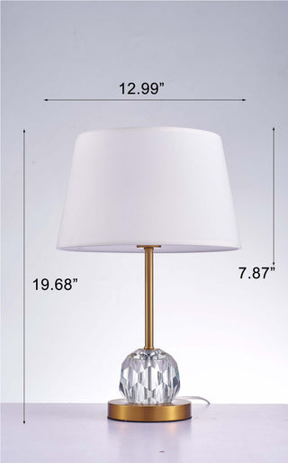 Aston Metal and Crystal Table Lamp Lights, White and Clear