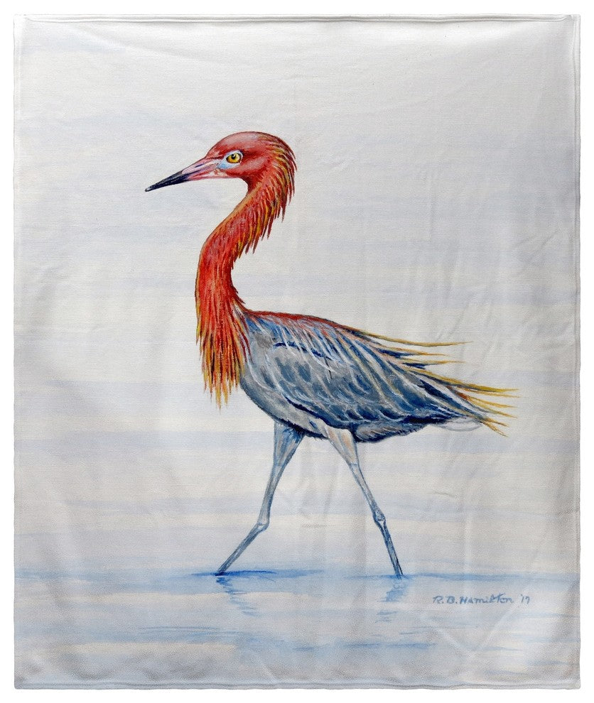 Betsy Drake Reddish Egret Fleece Throw