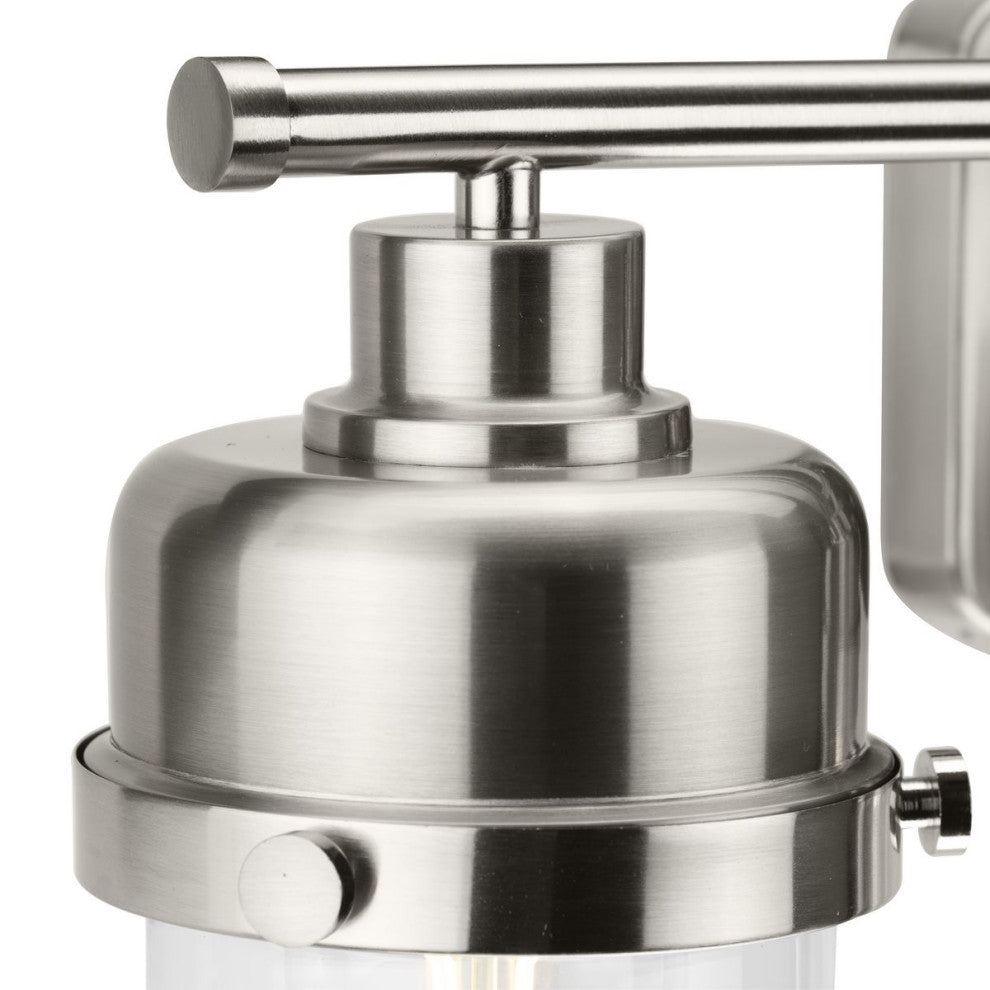 Beckner Collection 3-Light Brushed Nickel Clear Glass Bath Light