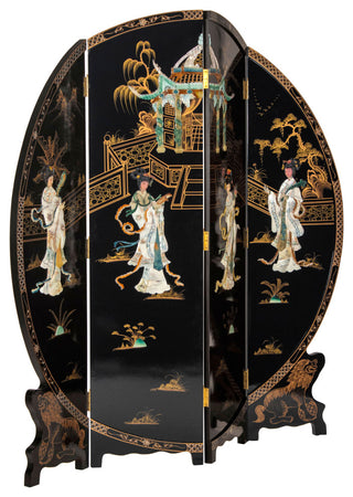 6' Tall Black Lacquer Round Room, Imperial Ladies
