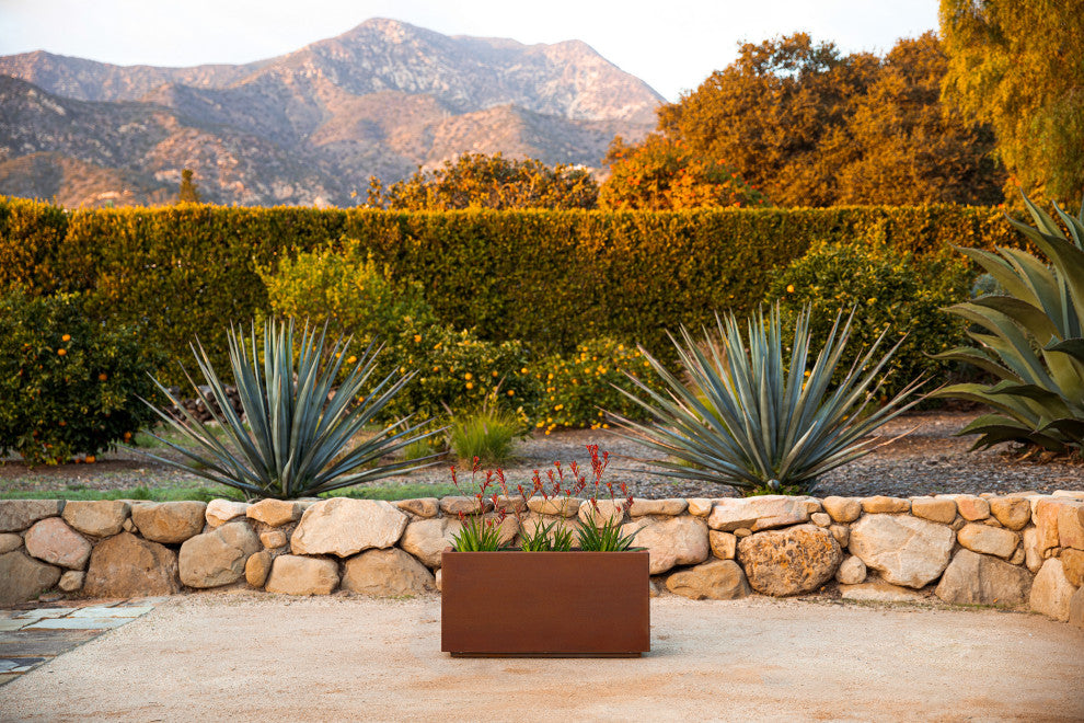 Metallic Series Corten Steel Long Box Planter, Small