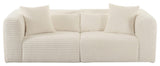 Tarra Fluffy Oversized Cream Corduroy Modular Loveseat - Cream