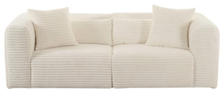 Tarra Fluffy Oversized Cream Corduroy Modular Loveseat - Cream