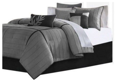 Madison Park Micro Suede-Pieced Solid 7-Piece Set, King