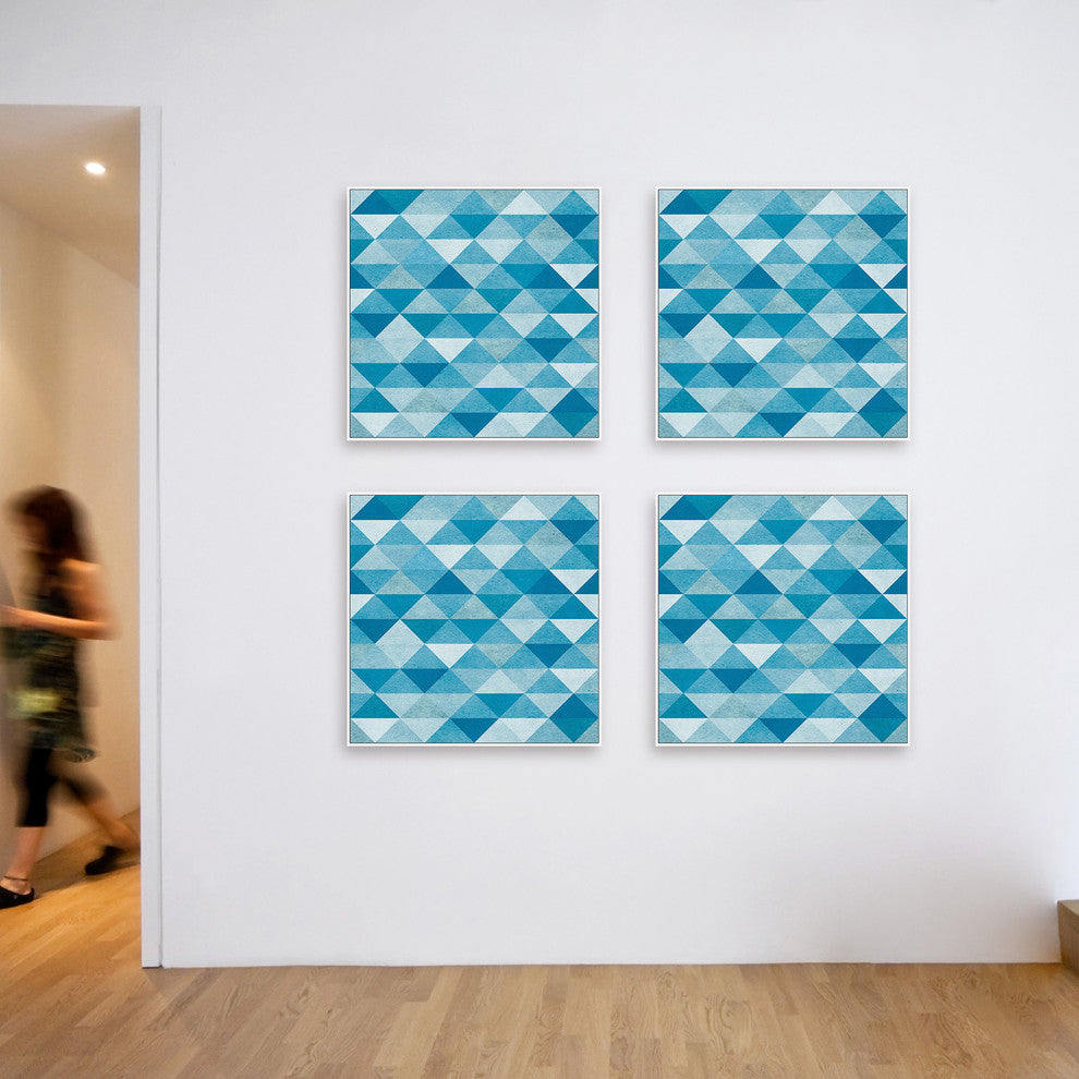 Blue Triangles Quadriptych, 64x64