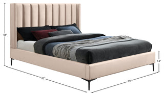 Nadia Velvet Upholstered Bed, Pink, Full