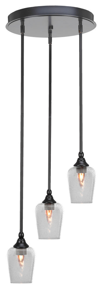 Empire 3-Light Cluster Pendalier, Matte Black/Clear Bubble