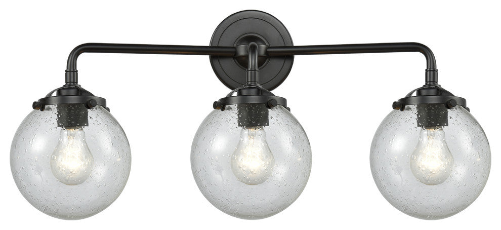 3-Light Beacon 24" Sconce, Oil Rubbed Bronze, Glass: Seedy