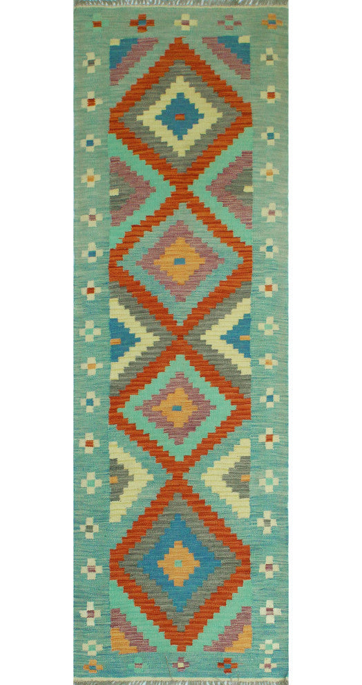 Sangat Kilim Sanborn Rust/Blue Runner, 2'6x8'1