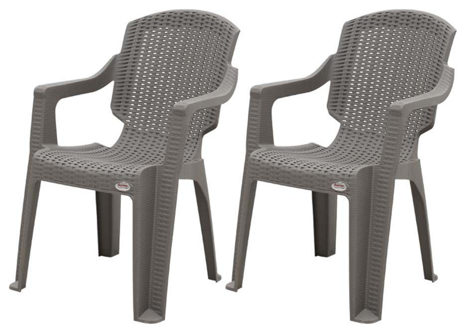 Calista Outdoor Patio Chairs, Set of 2, Gray