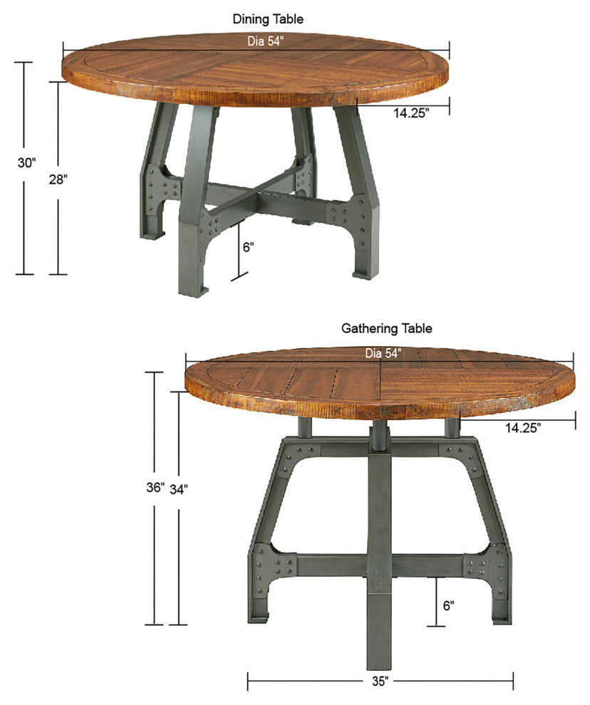 INK+IVY Lancaster Industrial Dining Table, Amber, Round Dining Set