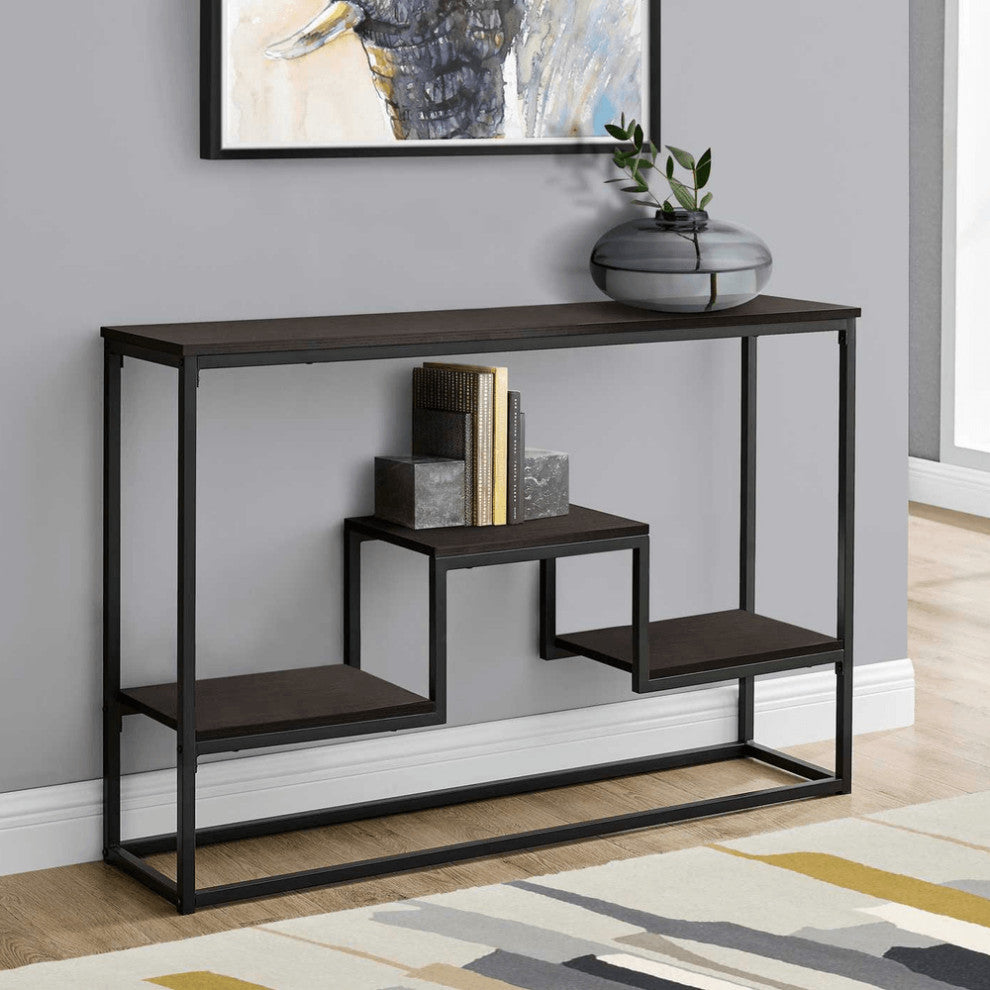 48" Brown And Black Frame Console Table With Storage