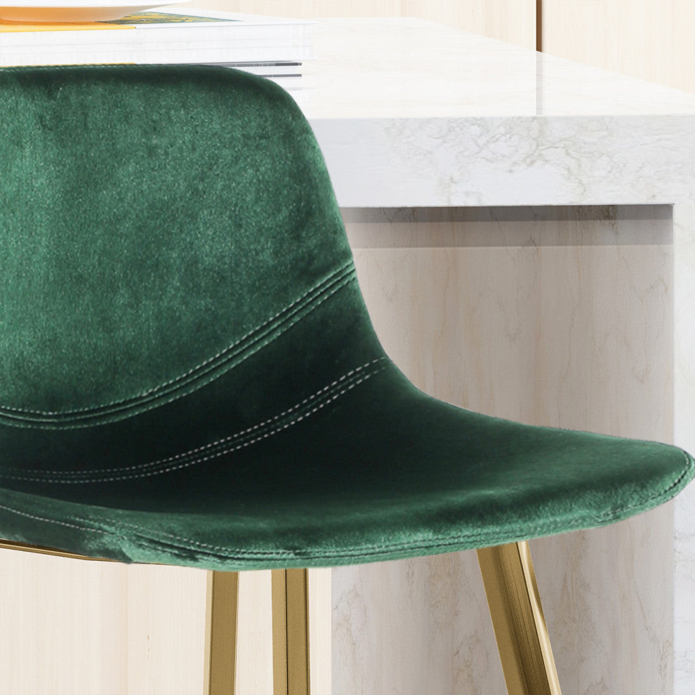GDF Studio Rex Faux Snake Leather Brown Bar Stools, Set of 2, Emerald/Champagne Gold