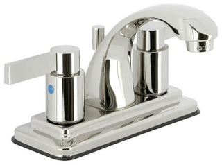 Elegant Centerset Bathroom Faucet with Gooseneck Spout and Lever Handles, Nickel