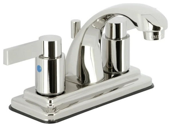 Elegant Centerset Bathroom Faucet with Gooseneck Spout and Lever Handles, Nickel