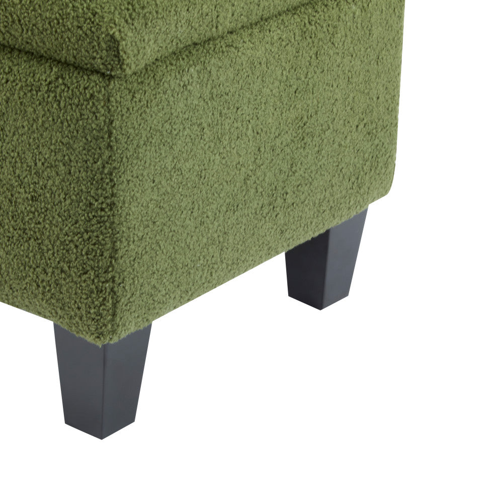 GDF Studio Ottilie Contemporary Button-Tufted Storage Ottoman Bench, Green Boucle