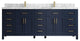 Cambridge 84 Double Sink Bath Vanity in Hale Navy Blue 2" Carrara Marble