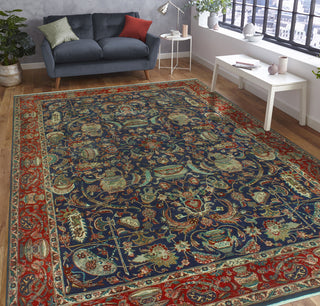 Super Vintage Distressed Norene Navy/Red Rug, 8'0 x 11'3