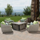 Cannes 5 Piece Sunbrella Outdoor Patio Fire Chat Set, Green