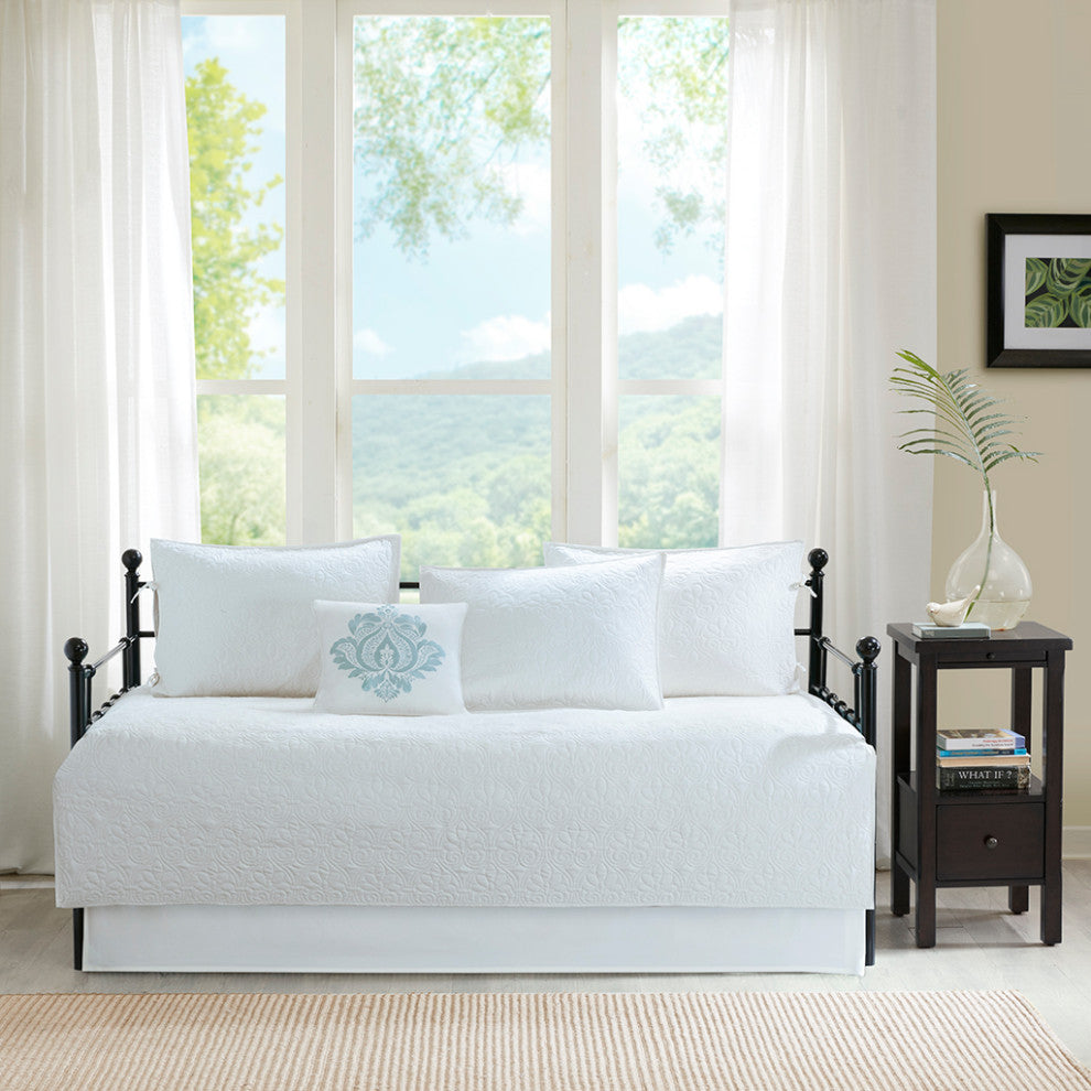Madison Park Quebec 6 Piece Reversible Daybed Cover Set, White