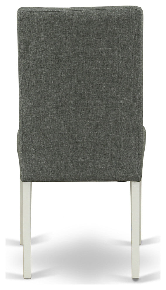 5Pc Square 36" Table, Four Parson Chair, White Finish Leg, Fabric- Gray Color