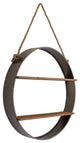 CIRCLE IRON AND WOOD HANGING WALL SHELF