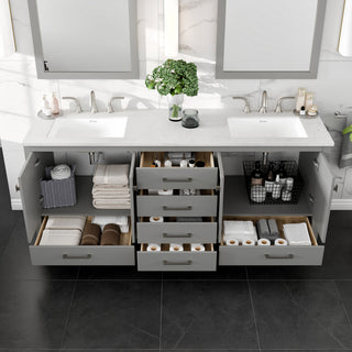 Eviva Aberdeen 78" Gray Double Sink, Quartz Top