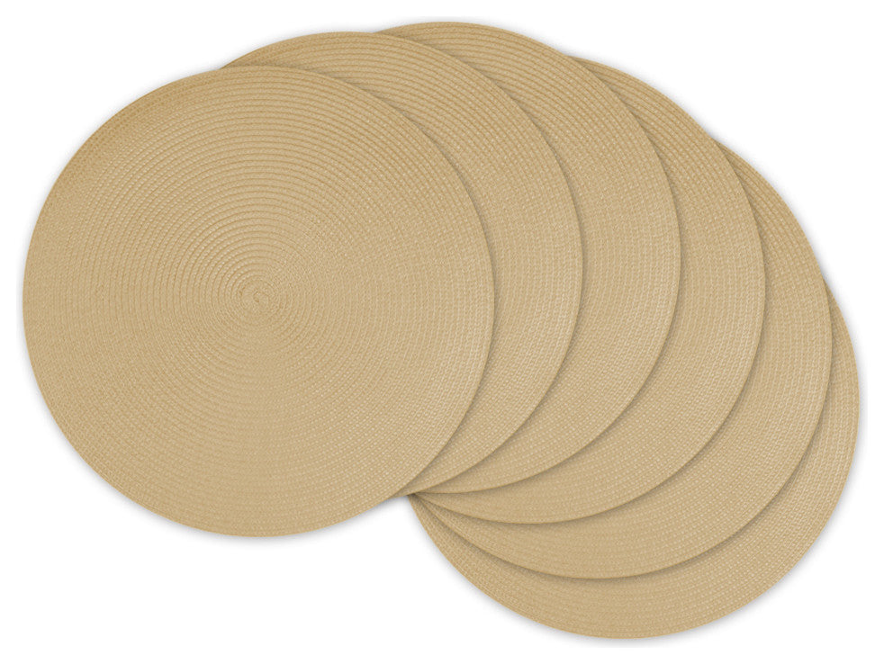 Round Woven Placemats, Set of 6, Natural
