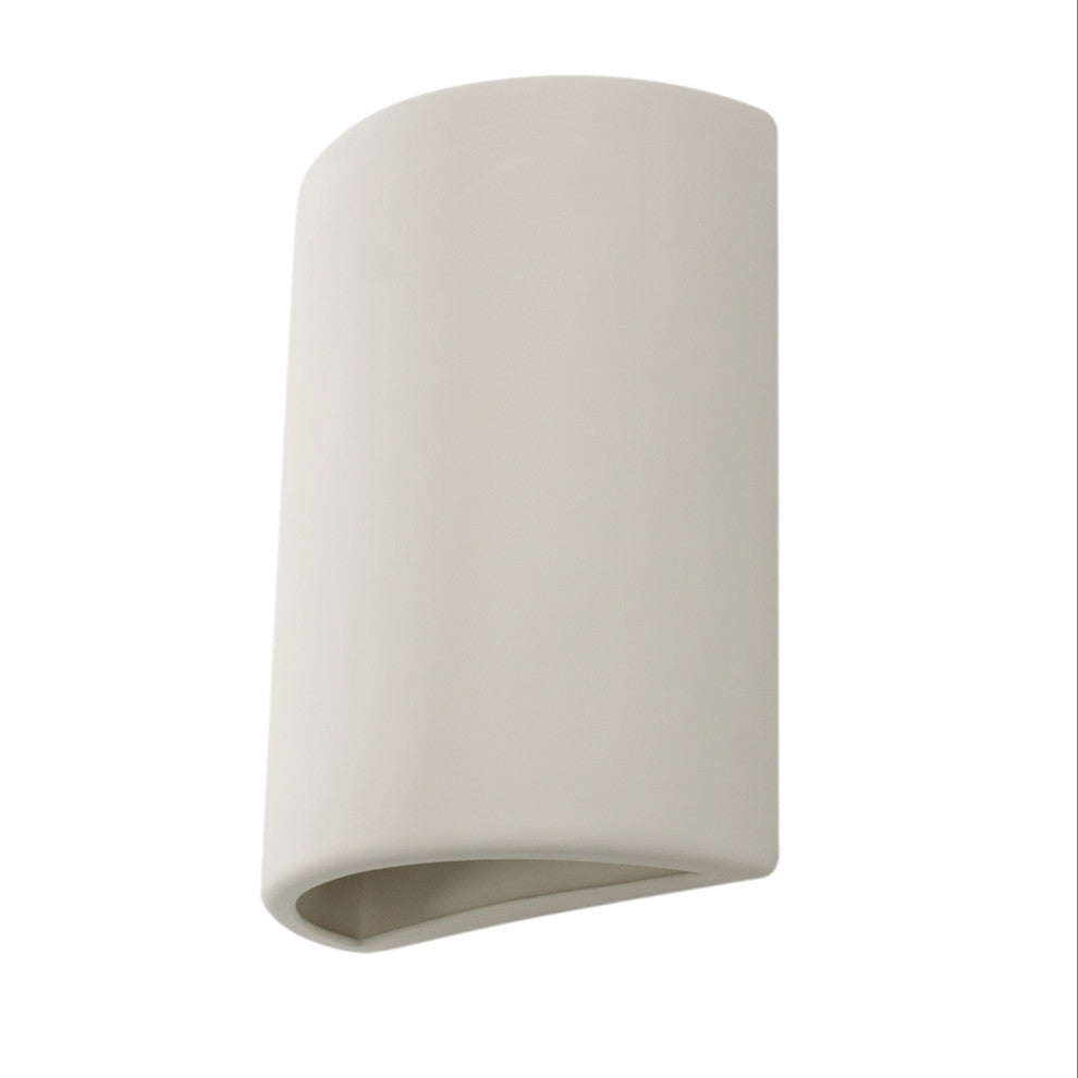 Ellie Half Cylinder Outdoor Wall Light, Paintable Bisque, Open Top