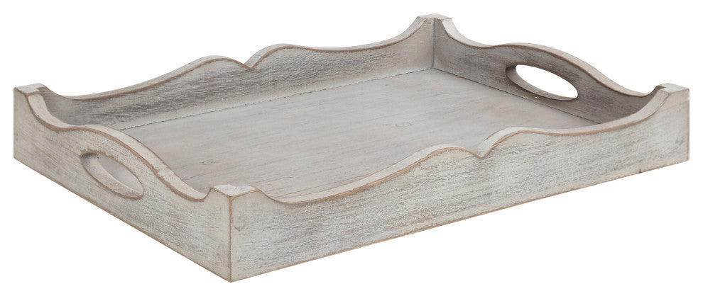 Astral Decorative Wood Tray, Gray, 12"x17"