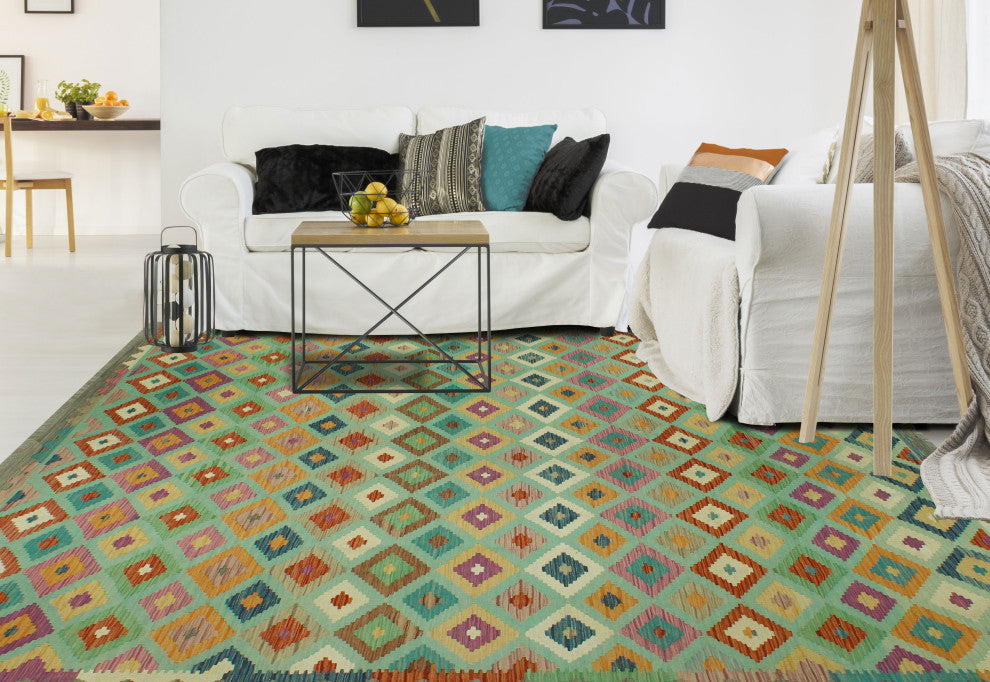 Sangat Kilim Ellianna Light green/Rust Rug, 7'11x11'0