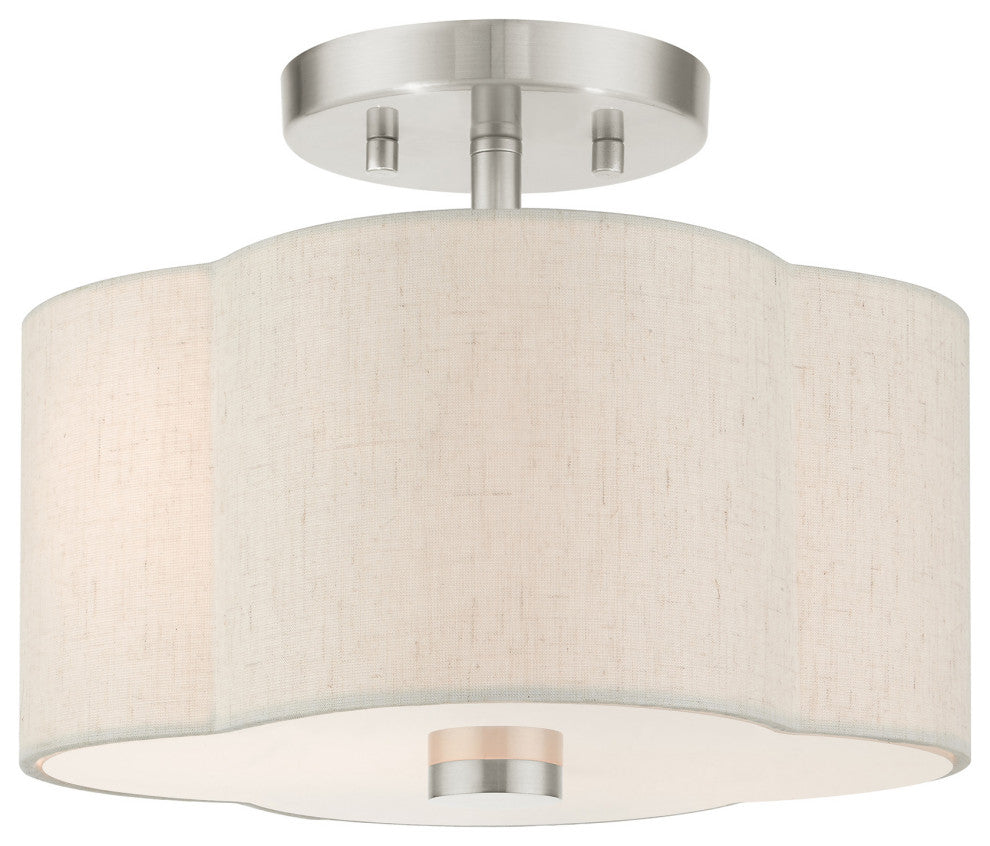 Brushed Nickel French Country, Floral, Transitional, Semi Flush