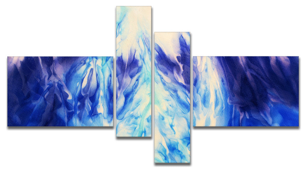 Blue Life, Abstract Canvas Art Print, 60"x32", 4 panels