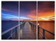 "Picturesque Seashore With Long Pier" Sea Pier Metal Wall Art, 3 Panels, 36"x28"