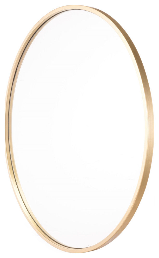 Frame Wall Mirror, Oval, Glass, Steel Metal, Gold, Bedroom Living