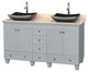 Acclaim Vanity, Oyster Gray, 60", Altair Black Granite, Ivory Marble