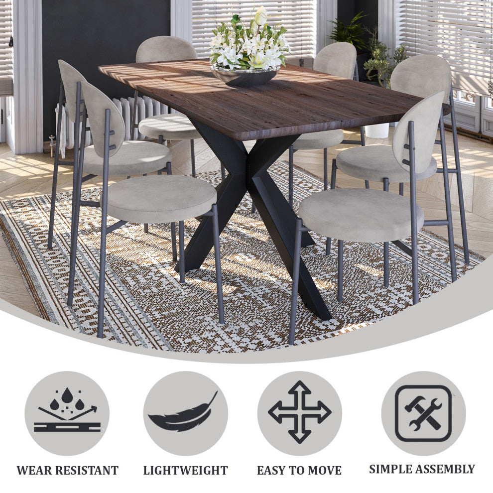 LeisureMod Euston Modern Velvet Dining Chair with Grey Steel Frame, Gray