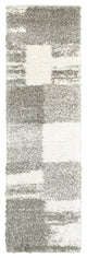 Hartley Shadow Blocks Ivory and Gray Area Rug, 2'3"x7'6"