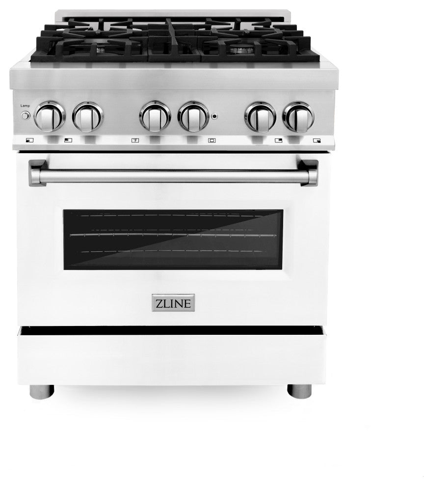 ZLINE 30 in. Professional Dual Fuel Range With White Matte Door, RA-WM-30