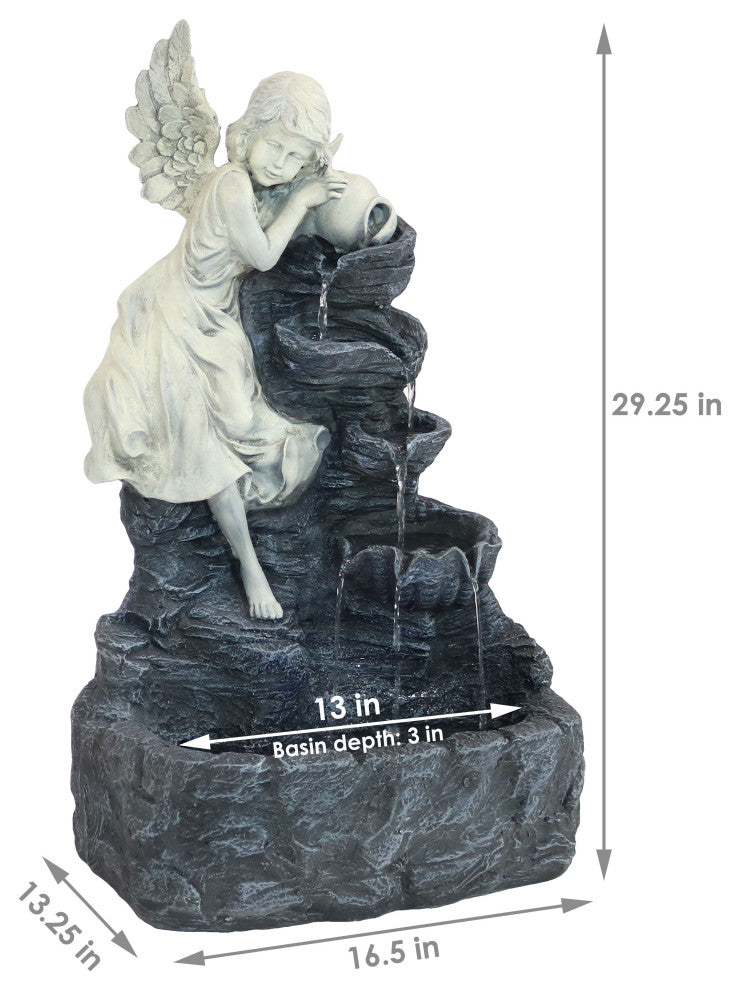 Sunnydaze Angel Falls Solar Outdoor Fountain With Battery 29" With LED Light