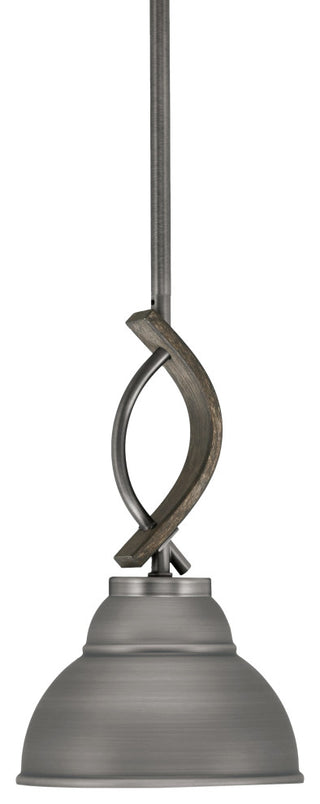 Monterey Mini Pendant Graphite & Painted Distressed Wood-look 7" Graphite Shade