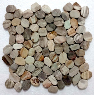 Hand-Sorted Mini Oval Pebble Stone Mosaic - Eco-Friendly for Shower & Bath
