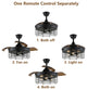 36" Black Industrial Retractable Ceiling Fan with Remote Control, Black