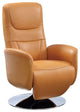 New York Modern Top Grain Leather 2-Motor Powered Recliner, Tan/Silver