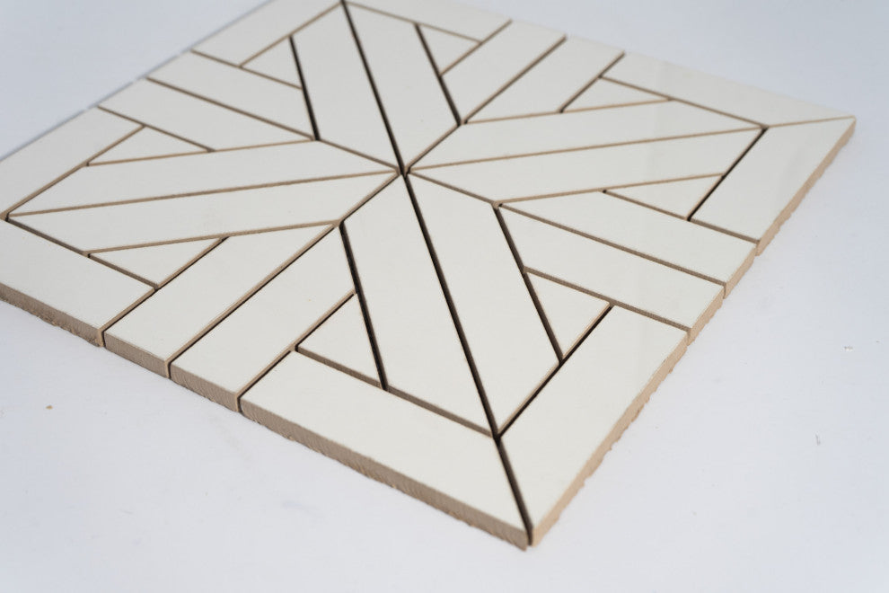 Parque 12"X12" Porcelain Snow White Wall & Floor Mosaic Tile