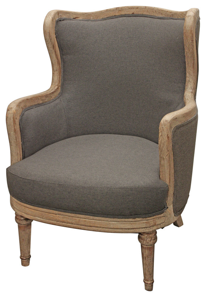 Dan Gray Linen Lounge Arm Chair